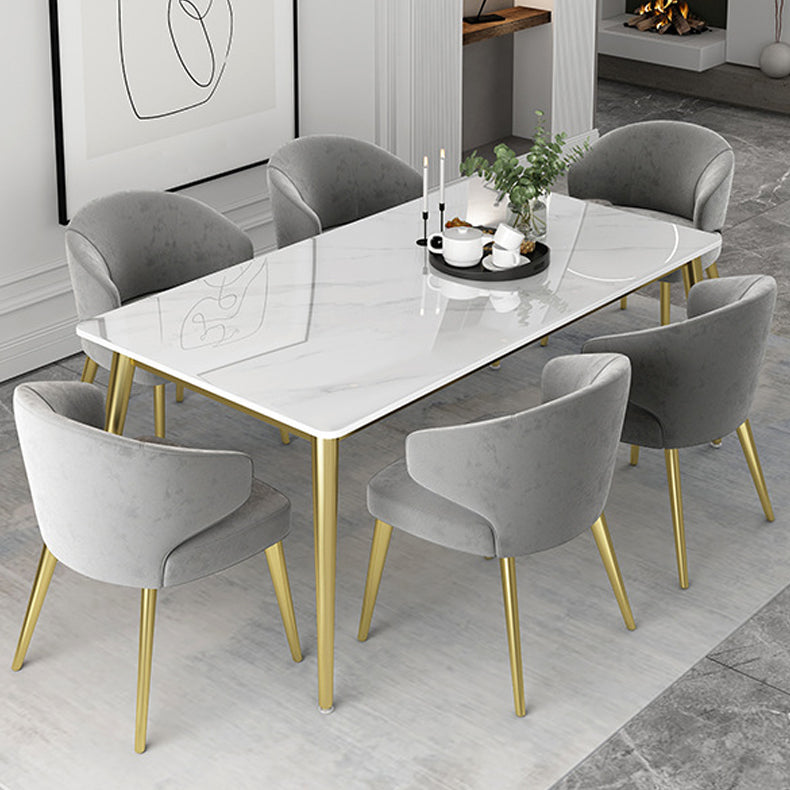 Glam 1/2/5/7 Pieces Dining Set Rectangular Standard-Height Dining Set 7 Pieces: Table, 6 Grey Chairs Clearhalo 'Dining Room Sets' 'Dining Tables & Seating' 'dining_room_set' 'Furniture' 'furniture_dining_room_set' 'Kitchen & Dining Furniture' 'kitchen&dining_furn' 'kitchen' 4503130
