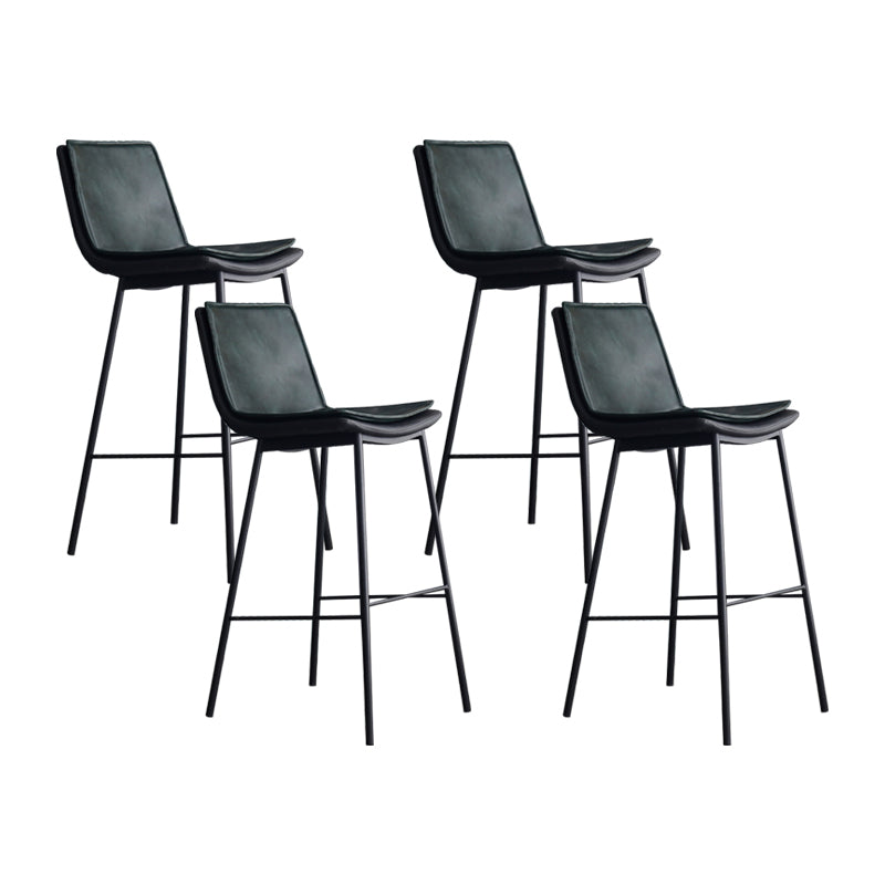 Industrial Leather Iron Counter Stools Low Back Bar Stools with Rectangle Seat Green 4 Piece Set Bar Stool(30"H) Clearhalo 'Bar Furniture' 'Bar Stools' 'bar_stools' 'furn' 'furn_bar_stools' 'furniture_bar_stools' 'Kitchen & Dining Furniture' 'kitchen&dining_furn' 'kitchen' 'kitchen_furn' Furniture' 4503572