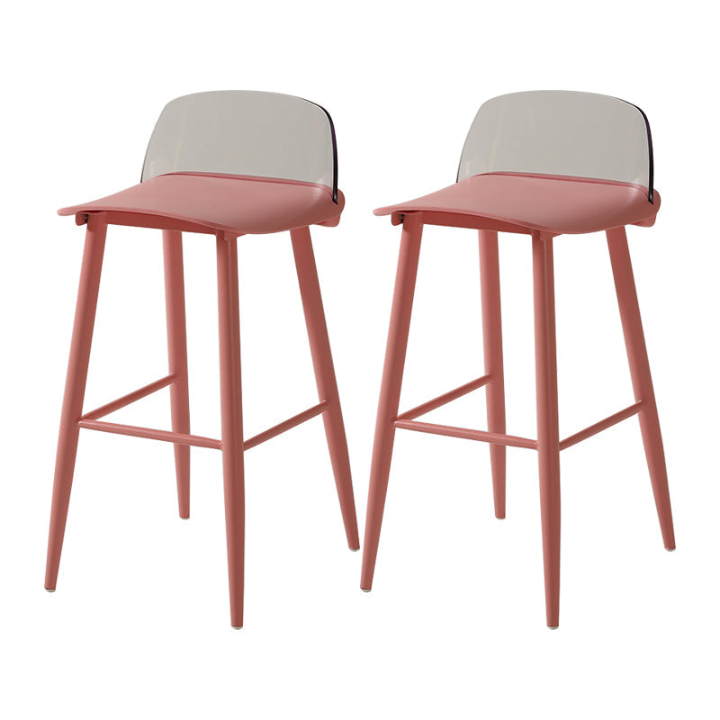 Scandinavian Style Metal Legs Bar-stool Counter Stool for Restaurant Bar (set of 2) Red Clear 2 Piece Set Bar Stool(30"H) Clearhalo 'Bar Furniture' 'Bar Stools' 'bar_stools' 'furn' 'furn_bar_stools' 'furniture_bar_stools' 'Kitchen & Dining Furniture' 'kitchen&dining_furn' 'kitchen' 'kitchen_furn' Furniture' 4503608