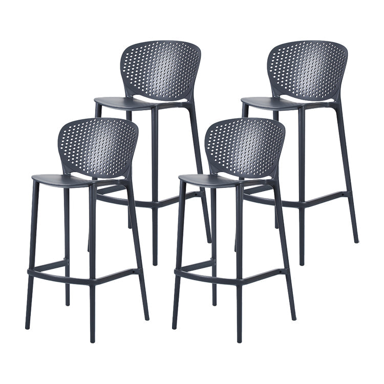 Contemporary Stackable Colorful Counter Stools Plastic Armless Indoor Bar Stool Grey 4 Piece Set Clearhalo 'Bar Furniture' 'Bar Stools' 'bar_stools' 'furn' 'furn_bar_stools' 'furniture_bar_stools' 'Kitchen & Dining Furniture' 'kitchen&dining_furn' 'kitchen' 'kitchen_furn' Furniture' 4503644