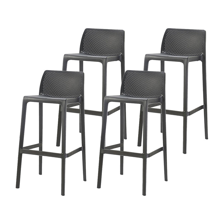 Contemporary Macron Counter Stools Armless Indoor Plastic Bar Stool for Kitchen Black 4 Piece Set Bar Stool(30"H) Clearhalo 'Bar Furniture' 'Bar Stools' 'bar_stools' 'furn' 'furn_bar_stools' 'furniture_bar_stools' 'Kitchen & Dining Furniture' 'kitchen&dining_furn' 'kitchen' 'kitchen_furn' Furniture' 4503736