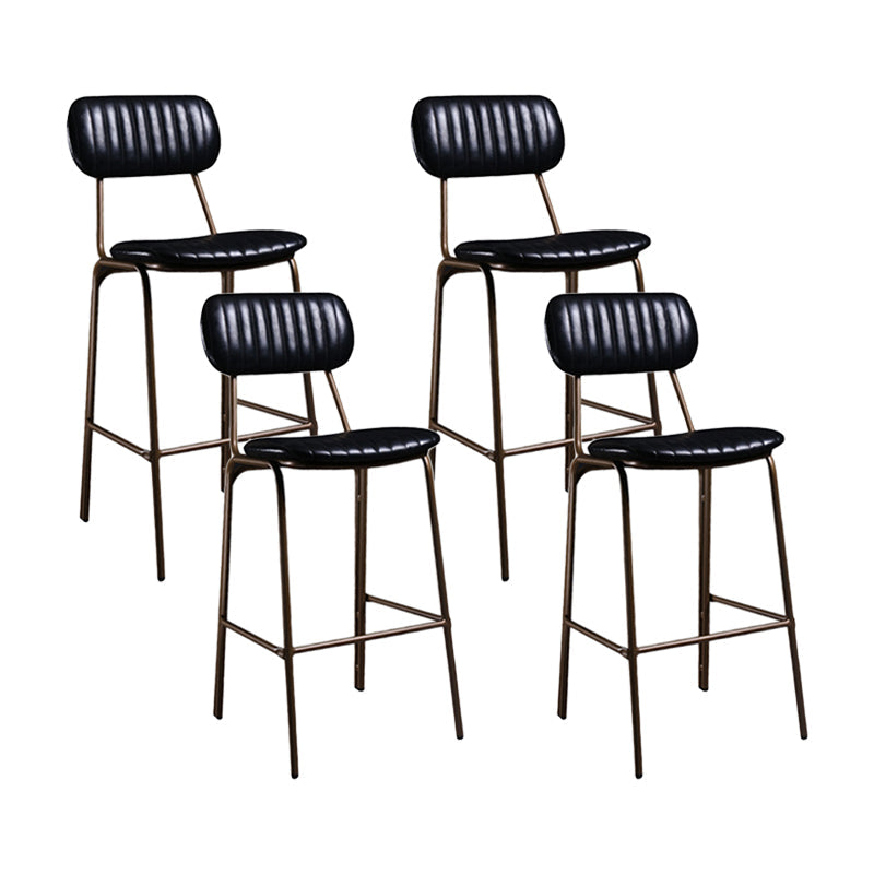 Industrial Leather Metal Counter Stools Low Back Bar Stools with 4 Legs Black 4 Piece Set Clearhalo 'Bar Furniture' 'Bar Stools' 'bar_stools' 'furn' 'furn_bar_stools' 'furniture_bar_stools' 'Kitchen & Dining Furniture' 'kitchen&dining_furn' 'kitchen' 'kitchen_furn' Furniture' 4503786
