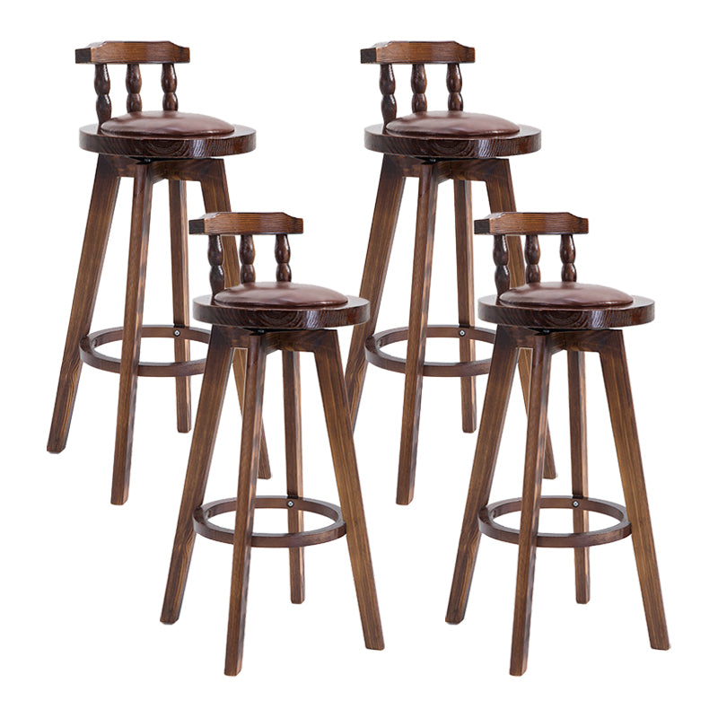 Upholstered Distressed Wood Counter Stools Low Back Bar Stools with Round Seat Brown 4 Piece Set Clearhalo 'Bar Furniture' 'Bar Stools' 'bar_stools' 'furn' 'furn_bar_stools' 'furniture_bar_stools' 'Kitchen & Dining Furniture' 'kitchen&dining_furn' 'kitchen' 'kitchen_furn' Furniture' 4503971