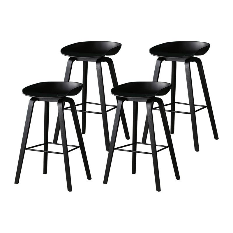 Contemporary Simple Counter Stools 30-inch Indoor Wood Legs Bar Stool with Plastic Seat Black 4 Piece Set Clearhalo 'Bar Furniture' 'Bar Stools' 'bar_stools' 'furn' 'furn_bar_stools' 'furniture_bar_stools' 'Kitchen & Dining Furniture' 'kitchen&dining_furn' 'kitchen' 'kitchen_furn' Furniture' 4504029