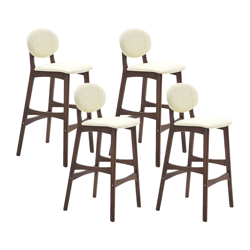 Nordic Wood Low Back Barstool 30" H Indoor Tall Stool with Upholstered for Dining Room Off-White Brown 4 Piece Set Clearhalo 'Bar Furniture' 'Bar Stools' 'bar_stools' 'furn' 'furn_bar_stools' 'furniture_bar_stools' 'Kitchen & Dining Furniture' 'kitchen&dining_furn' 'kitchen' 'kitchen_furn' Furniture' 4504104