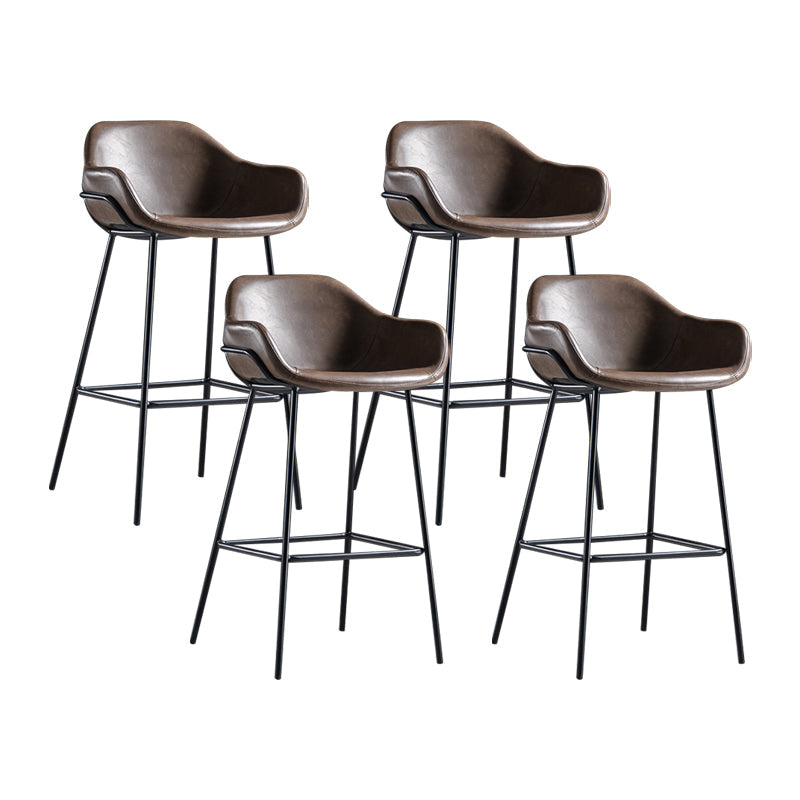 Industrial Iron Low Back Barstool Simple Indoor Tall Stool with Leather Seat Coffee 4 Piece Set Bar Stool(30"H) Clearhalo 'Bar Furniture' 'Bar Stools' 'bar_stools' 'furn' 'furn_bar_stools' 'furniture_bar_stools' 'Kitchen & Dining Furniture' 'kitchen&dining_furn' 'kitchen' 'kitchen_furn' Furniture' 4504168
