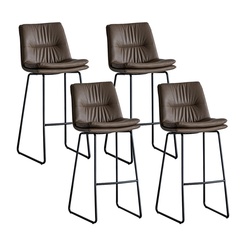Nordic Indoor Simple Barstool Low Back Iron Tall Stool with Leather Seat Khaki 4 Piece Set Bar Stool(30"H) Clearhalo 'Bar Furniture' 'Bar Stools' 'bar_stools' 'furn' 'furn_bar_stools' 'furniture_bar_stools' 'Kitchen & Dining Furniture' 'kitchen&dining_furn' 'kitchen' 'kitchen_furn' Furniture' 4504230