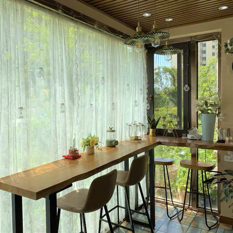 Brown Modern Style Bar Table Solid Wood and Iron Kitchen Bar Table 102.4"L x 17.7"W x 41.3"H Without Chairs Clearhalo 'Bar Furniture' 'Bar Tables' 'bar_tables' 'furn' 'furn_bar_tables' 'Furniture' 'furniture_bar_tables' 'Kitchen & Dining Furniture' 4504331