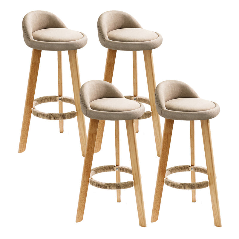 Scandinavia Style Bar-stool Wooden Legs Round Seat with Low Back Barstool Khaki 4 Piece Set Clearhalo 'Bar Furniture' 'Bar Stools' 'bar_stools' 'furn' 'furn_bar_stools' 'furniture_bar_stools' 'Kitchen & Dining Furniture' 'kitchen&dining_furn' 'kitchen' 'kitchen_furn' Furniture' 4507461