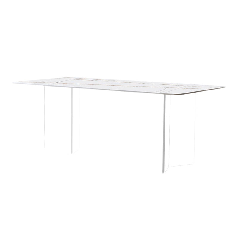Sintered Stone Dining Table Modern Rectangle Dining Table with Acrylic Base White Gold Without Chairs Clearhalo ' dining_table' 'Dining Tables & Seating' 'Dining Tables' 'furn' 'furn_dining_table' 'Furniture' 'furniture_dining_table' 'Kitchen & Dining Furniture' 'kitchen&dining_furn' 'kitchen' 'kitchen_dining_table' 4510705