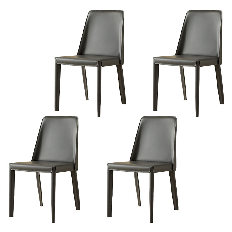 Modern Leather Dining Room Chair Metal Armless Chair for Restaurant Use Grey 4 Piece Set Clearhalo ' kitchen&dining_furn' 'Dining Chairs' 'Dining Tables & Seating' 'dining_chair' 'furn' 'furn_dining_chair' 'Furniture' 'furniture_dining_chair' 'Kitchen & Dining Furniture' 'kitchen' 4511304