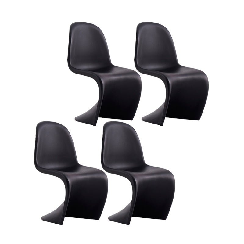 Scandinavian Style Plastic Dining Armless Chairs Solid Back Armless Dining Chair Black Set of 4 Clearhalo ' kitchen&dining_furn' 'Dining Chairs' 'Dining Tables & Seating' 'dining_chair' 'Furniture' 'furniture_dining_chair' 'Kitchen & Dining Furniture' 'kitchen' 4511362