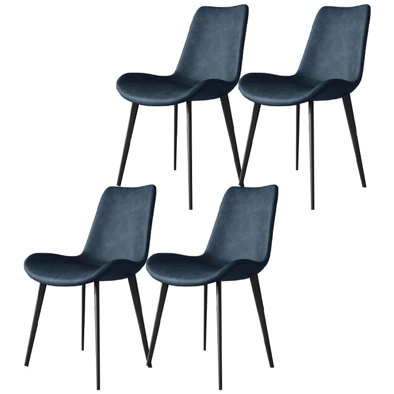 Contemporary Metal Dining Chairs Dining Armless Side Chairs for Kitchen Blue 4 Piece Set Clearhalo ' kitchen&dining_furn' 'Dining Chairs' 'Dining Tables & Seating' 'dining_chair' 'furn' 'furn_dining_chair' 'Furniture' 'furniture_dining_chair' 'Kitchen & Dining Furniture' 'kitchen' 4511401