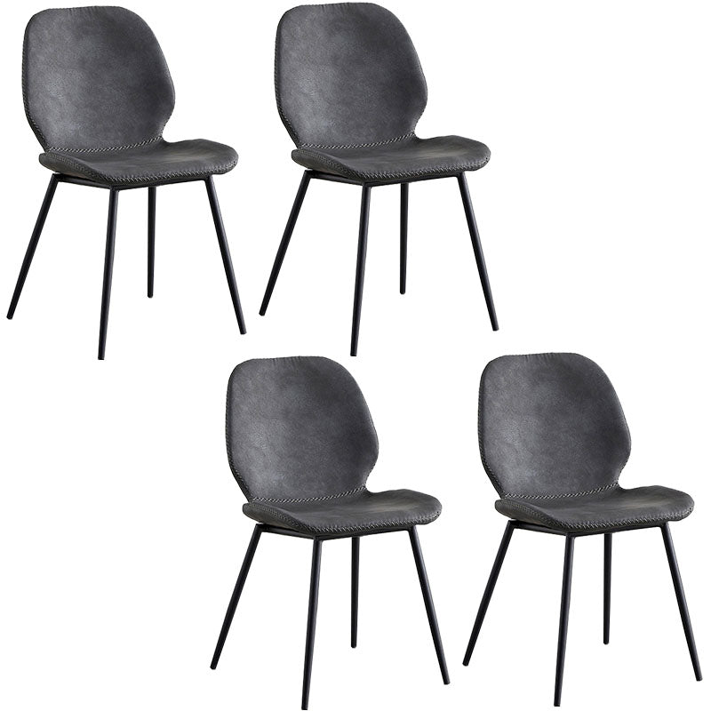 Contemporary Metal Dining Chairs Dining Wingback Armless Side Chairs for Kitchen Black-Gray 4 Piece Set Clearhalo ' kitchen&dining_furn' 'Dining Chairs' 'Dining Tables & Seating' 'dining_chair' 'furn' 'furn_dining_chair' 'Furniture' 'furniture_dining_chair' 'Kitchen & Dining Furniture' 'kitchen' 4511470