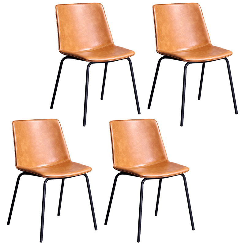Contemporary Hotel Solid Back Side Chair Leather Matte Finish Dining Chair Brown 4 Piece Set Clearhalo ' kitchen&dining_furn' 'Dining Chairs' 'Dining Tables & Seating' 'dining_chair' 'furn' 'furn_dining_chair' 'Furniture' 'furniture_dining_chair' 'Kitchen & Dining Furniture' 'kitchen' 4511584