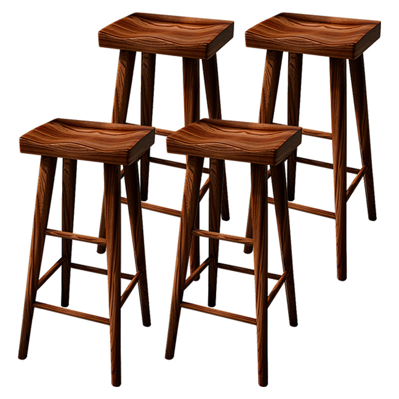 Contemporary Counter Bar Stool Backless Contoured Seat Wood Bar Stool with Footrest Brown 4 Piece Set Clearhalo 'Bar Furniture' 'Bar Stools' 'bar_stools' 'furn' 'furn_bar_stools' 'furniture_bar_stools' 'Kitchen & Dining Furniture' 'kitchen&dining_furn' 'kitchen' 'kitchen_furn' Furniture' 4512123