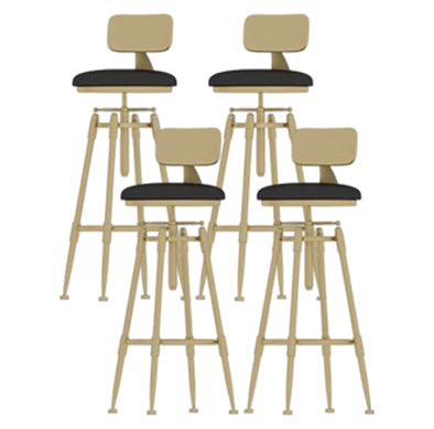 Glam Round Velvet Bar Stool Footrest Indoor Counter Stool with Gold Iron Legs Black With Back 4 Piece Set Clearhalo 'Bar Furniture' 'Bar Stools' 'bar_stools' 'furn' 'furn_bar_stools' 'furniture_bar_stools' 'Kitchen & Dining Furniture' 'kitchen&dining_furn' 'kitchen' 'kitchen_furn' Furniture' 4512359
