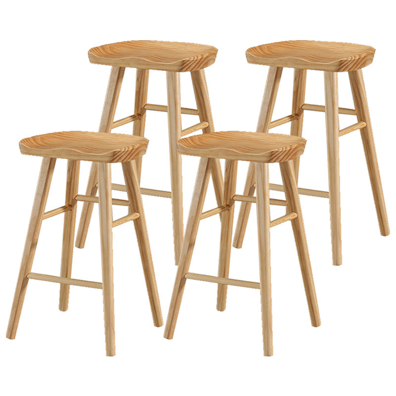 Indoor Pine Modern Bar Stool Contoured Seat Footrest Counter Stool with Wood Legs Wood 4 Piece Set Clearhalo 'Bar Furniture' 'Bar Stools' 'bar_stools' 'furn' 'furn_bar_stools' 'furniture_bar_stools' 'Kitchen & Dining Furniture' 'kitchen&dining_furn' 'kitchen' 'kitchen_furn' Furniture' 4512370