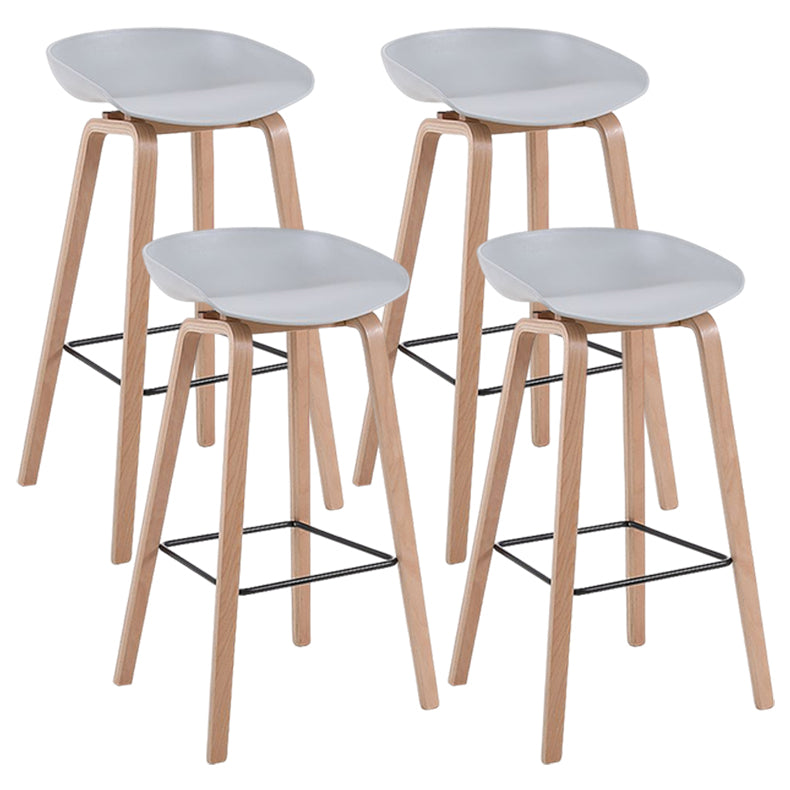 Modern Solid Wood Bar Stool Indoor Bucket Counter Stool with Plastic Seat Light Gray 4 Piece Set Bar Stool(30"H) Clearhalo 'Bar Furniture' 'Bar Stools' 'bar_stools' 'furn' 'furn_bar_stools' 'furniture_bar_stools' 'Kitchen & Dining Furniture' 'kitchen&dining_furn' 'kitchen' 'kitchen_furn' Furniture' 4512408