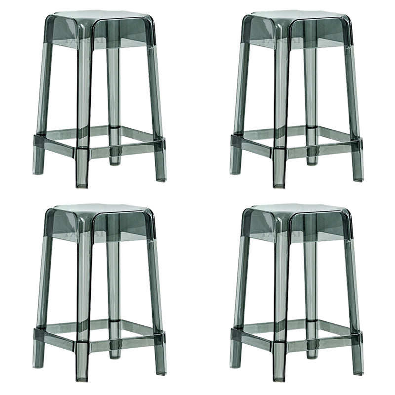 Modern Squared Counter Bar Stool Plastic Armless Bar Stool with Footrest Smoke Gray 4 Piece Set Clearhalo 'Bar Furniture' 'Bar Stools' 'bar_stools' 'furn' 'furn_bar_stools' 'furniture_bar_stools' 'Kitchen & Dining Furniture' 'kitchen&dining_furn' 'kitchen' 'kitchen_furn' Furniture' 4512471