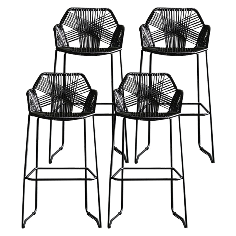 Modern Counter Bar Stool Plastic Armed Bar Stool with Footrest and Backrest Black 4 Piece Set Clearhalo 'Bar Furniture' 'Bar Stools' 'bar_stools' 'furn' 'furn_bar_stools' 'furniture_bar_stools' 'Kitchen & Dining Furniture' 'kitchen&dining_furn' 'kitchen' 'kitchen_furn' Furniture' 4512486