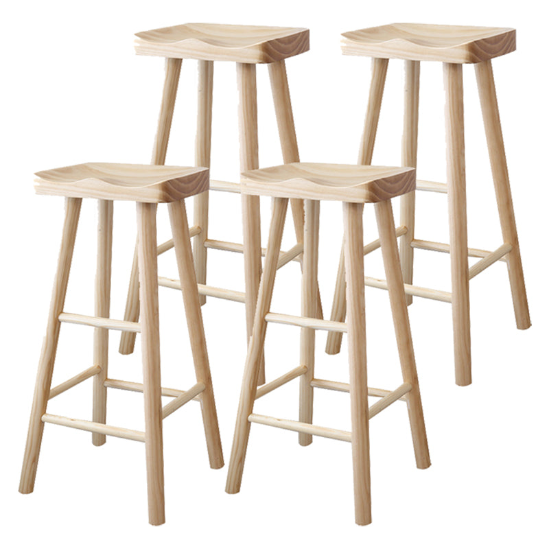 Contemporary Wood Counter Bar Stool Backless Saddle Seat Bar Stool with Footrest 4 Piece Set Clearhalo 'Bar Furniture' 'Bar Stools' 'bar_stools' 'furn' 'furn_bar_stools' 'furniture_bar_stools' 'Kitchen & Dining Furniture' 'kitchen&dining_furn' 'kitchen' 'kitchen_furn' Furniture' 4512592