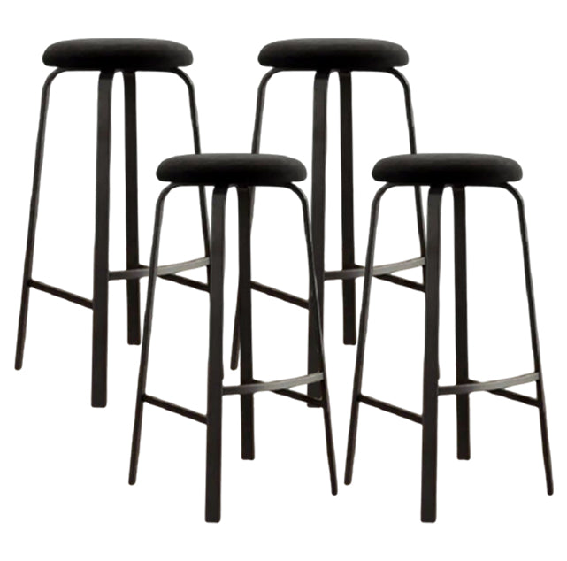 Modern Armless Backrest Counter Stool Iron Living Room Bar Stool with Cushion and Pedal Black 4 Piece Set Clearhalo 'Bar Furniture' 'Bar Stools' 'bar_stools' 'furn' 'furn_bar_stools' 'furniture_bar_stools' 'Kitchen & Dining Furniture' 'kitchen&dining_furn' 'kitchen' 'kitchen_furn' Furniture' 4513132