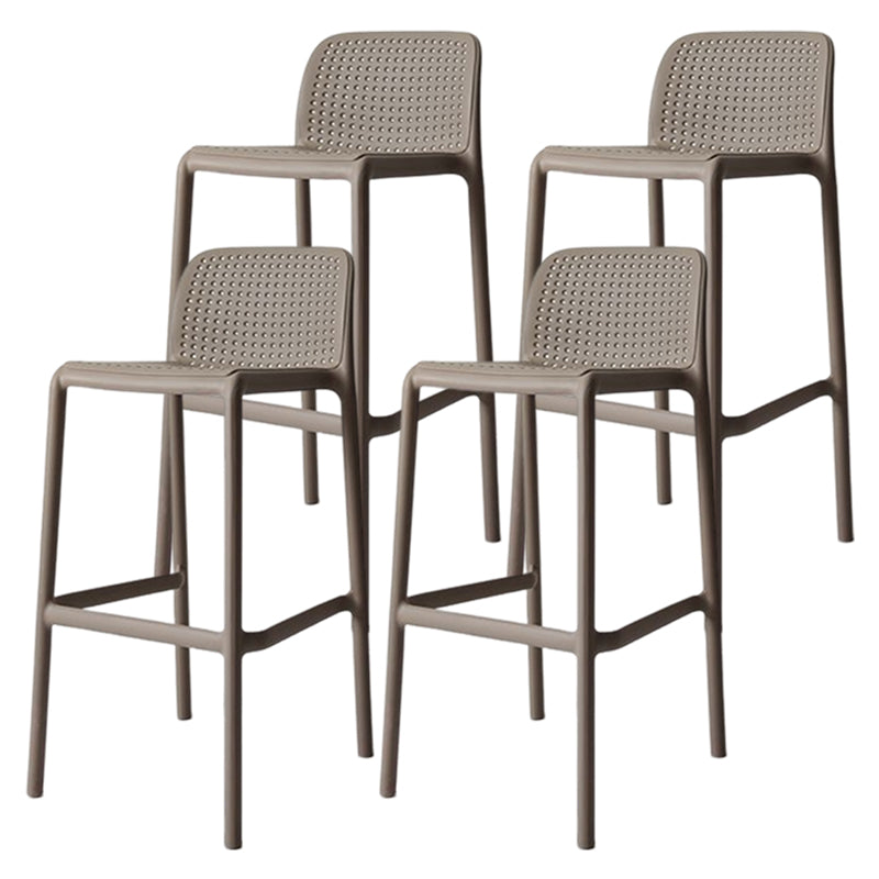 Modern Counter Bar Stool Plastic Armless Bar Stool with Footrest and Backrest Gray-Khaki 4 Piece Set Clearhalo 'Bar Furniture' 'Bar Stools' 'bar_stools' 'furn' 'furn_bar_stools' 'furniture_bar_stools' 'Kitchen & Dining Furniture' 'kitchen&dining_furn' 'kitchen' 'kitchen_furn' Furniture' 4517279