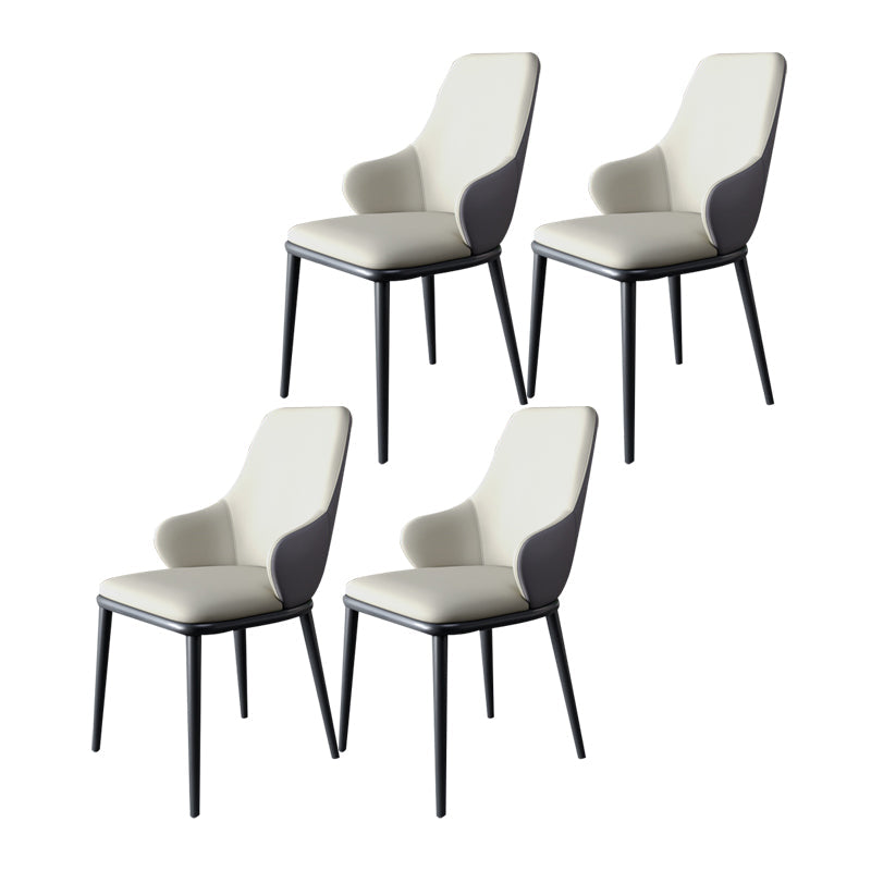 Modern Dining Room Chairs Matte Finish Leather Curved Parsons Arm Chair Light Gray 4 Piece Set Clearhalo ' kitchen&dining_furn' 'Dining Chairs' 'Dining Tables & Seating' 'dining_chair' 'furn' 'furn_dining_chair' 'Furniture' 'furniture_dining_chair' 'Kitchen & Dining Furniture' 'kitchen' 4523526