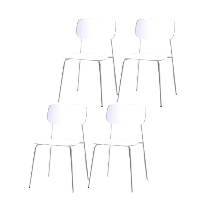 Contemporary Style Dining Chair Dining Armless Stackable Side Chair with Metal Legs White 4 Piece Set Clearhalo ' kitchen&dining_furn' 'Dining Chairs' 'Dining Tables & Seating' 'dining_chair' 'furn' 'furn_dining_chair' 'Furniture' 'furniture_dining_chair' 'Kitchen & Dining Furniture' 'kitchen' 4523633