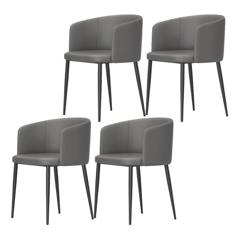 Modern Home Solid Back Arm Chair Upholstered Matte Finish Dining Chair Dark Gray 4 Piece Set Clearhalo ' kitchen&dining_furn' 'Dining Chairs' 'Dining Tables & Seating' 'dining_chair' 'furn' 'furn_dining_chair' 'Furniture' 'furniture_dining_chair' 'Kitchen & Dining Furniture' 'kitchen' 4523682