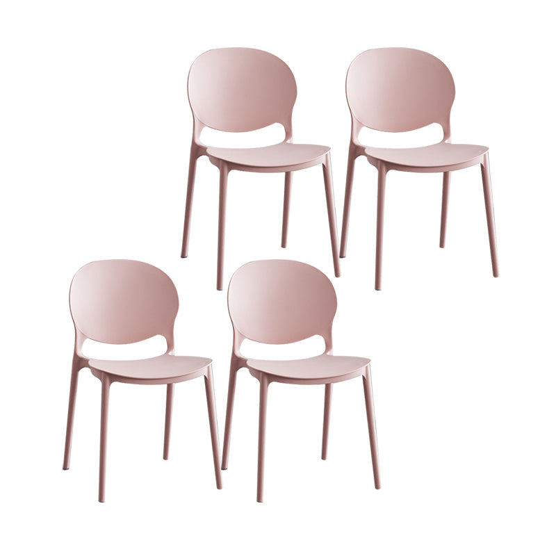 Plastic Scandinavian Indoor-Outdoor Chair Open Back Side Chair Pink 4 Piece Set Clearhalo ' kitchen&dining_furn' 'Dining Chairs' 'Dining Tables & Seating' 'dining_chair' 'furn' 'furn_dining_chair' 'Furniture' 'furniture_dining_chair' 'Kitchen & Dining Furniture' 'kitchen' 4523844
