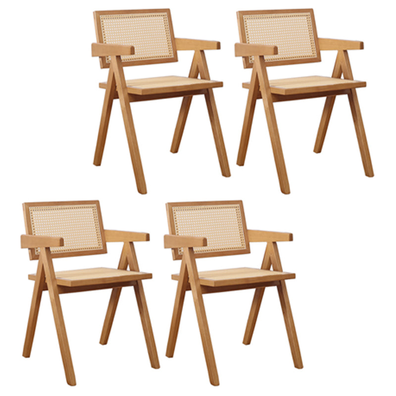 Contemporary Dining Arm Chair Matte Finish Solid Wood Open Back Chair Tan 4 Piece Set Clearhalo ' kitchen&dining_furn' 'Dining Chairs' 'Dining Tables & Seating' 'dining_chair' 'furn' 'furn_dining_chair' 'Furniture' 'furniture_dining_chair' 'Kitchen & Dining Furniture' 'kitchen' 4524026