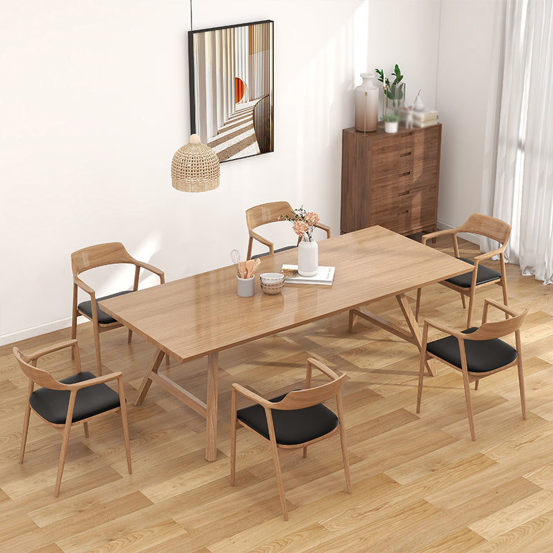 1/2/7 Pcs Pine Wood Modern Dining Room Set with Wooden Table and Chairs Dinette Set 7 Pieces: Table, 6 Black Chairs Clearhalo 'Dining Room Sets' 'Dining Tables & Seating' 'dining_room_set' 'furn' 'furn_dining_room_set' 'Furniture' 'furniture_dining_room_set' 'Kitchen & Dining Furniture' 'kitchen&dining_furn' 'kitchen' 4524114