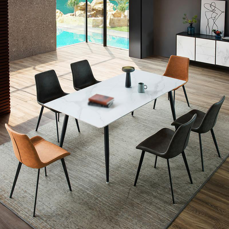 Modern Style 1/2/5/7 Pieces Dining Table Set Rectangle Dining Table Set with Chair 7 Pieces: Table, 6 Chairs Clearhalo 'Dining Room Sets' 'Dining Tables & Seating' 'dining_room_set' 'furn' 'furn_dining_room_set' 'Furniture' 'furniture_dining_room_set' 'Kitchen & Dining Furniture' 'kitchen&dining_furn' 'kitchen' 4524331