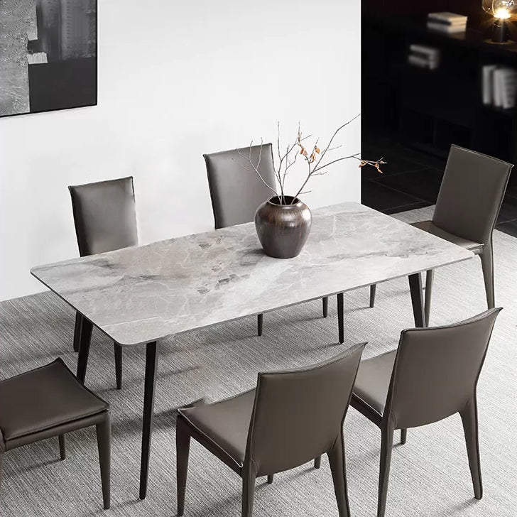 Modern 1/2/5/7 Pieces Dining Set Rectangle White Dining Table Set for Home Use 7 Pieces: Table, 6 Chairs Clearhalo 'Dining Room Sets' 'Dining Tables & Seating' 'dining_room_set' 'furn' 'furn_dining_room_set' 'Furniture' 'furniture_dining_room_set' 'Kitchen & Dining Furniture' 'kitchen&dining_furn' 'kitchen' 4524415