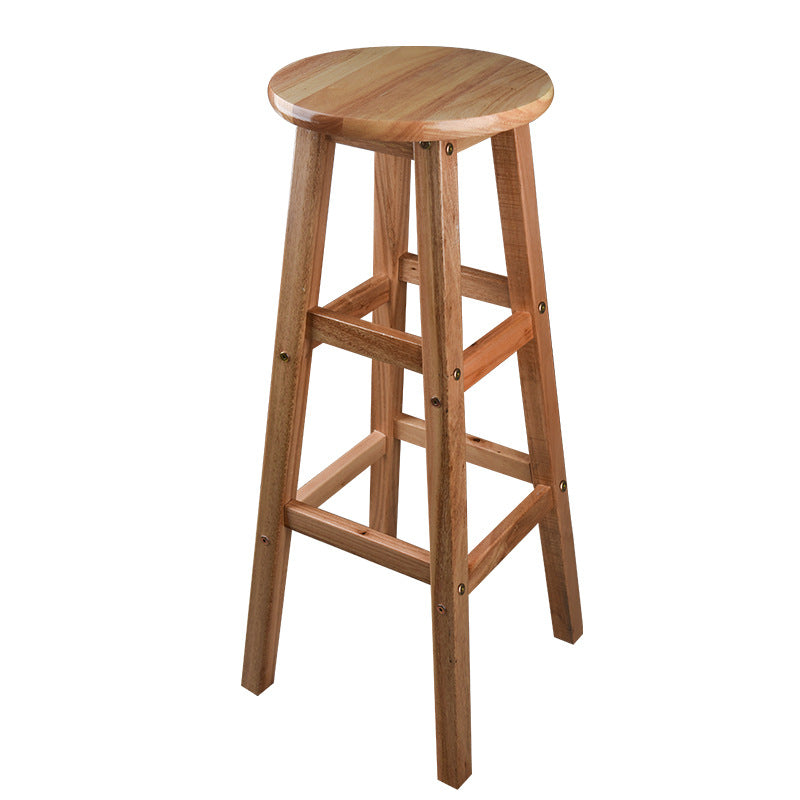 Modern Round Backless Bar Stool Indoor Oak Wood Natural Finish Counter Stool Bar Stool(31"H) Clearhalo 'Bar Furniture' 'Bar Stools' 'bar_stools' 'furn' 'furn_bar_stools' 'furniture_bar_stools' 'Kitchen & Dining Furniture' 'kitchen&dining_furn' 'kitchen' 'kitchen_furn' Furniture' 4527335