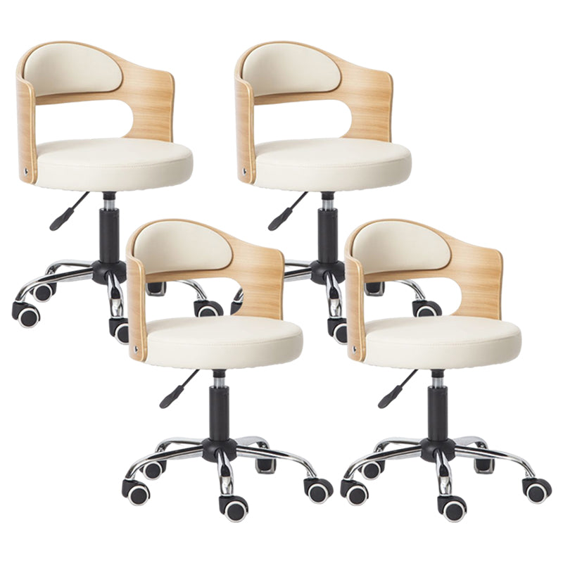 Modern Rotatable Liftable Counter Stool Steel Bar Stool with Cushion Gloss White 4 Piece Set Clearhalo 'Bar Furniture' 'Bar Stools' 'bar_stools' 'furn' 'furn_bar_stools' 'furniture_bar_stools' 'Kitchen & Dining Furniture' 'kitchen&dining_furn' 'kitchen' 'kitchen_furn' Furniture' 4527475