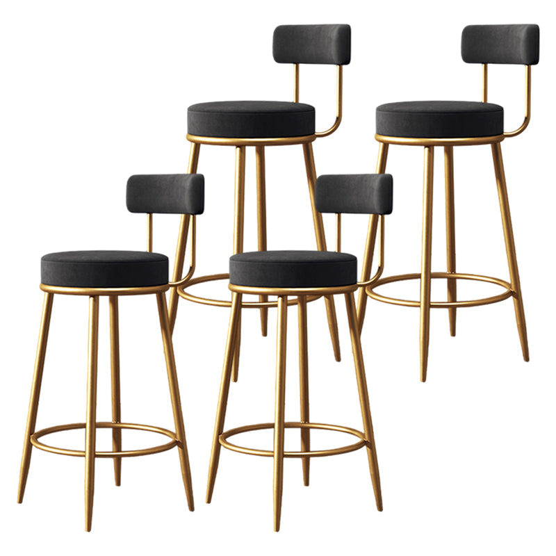 Glam Metal Upholstered Barstool Indoor Bar Stool with Low Back and Ron Legs Black 4 Piece Set Clearhalo 'Bar Furniture' 'Bar Stools' 'bar_stools' 'furn' 'furn_bar_stools' 'furniture_bar_stools' 'Kitchen & Dining Furniture' 'kitchen&dining_furn' 'kitchen' 'kitchen_furn' Furniture' 4527543
