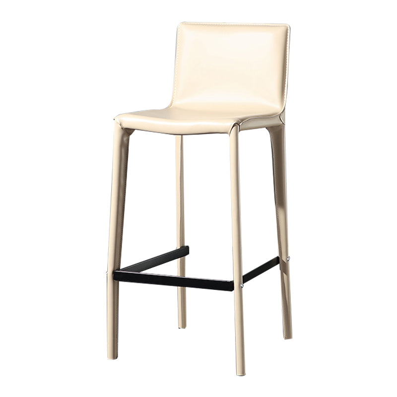 Coffee Shop Leather Bar Stool Rectangular Footrest Low Back Counter Height Stool, 1 Piece Beige Clearhalo 'Bar Furniture' 'Bar Stools' 'bar_stools' 'furn' 'furn_bar_stools' 'furniture_bar_stools' 'Kitchen & Dining Furniture' 'kitchen&dining_furn' 'kitchen' 'kitchen_furn' Furniture' 4527854