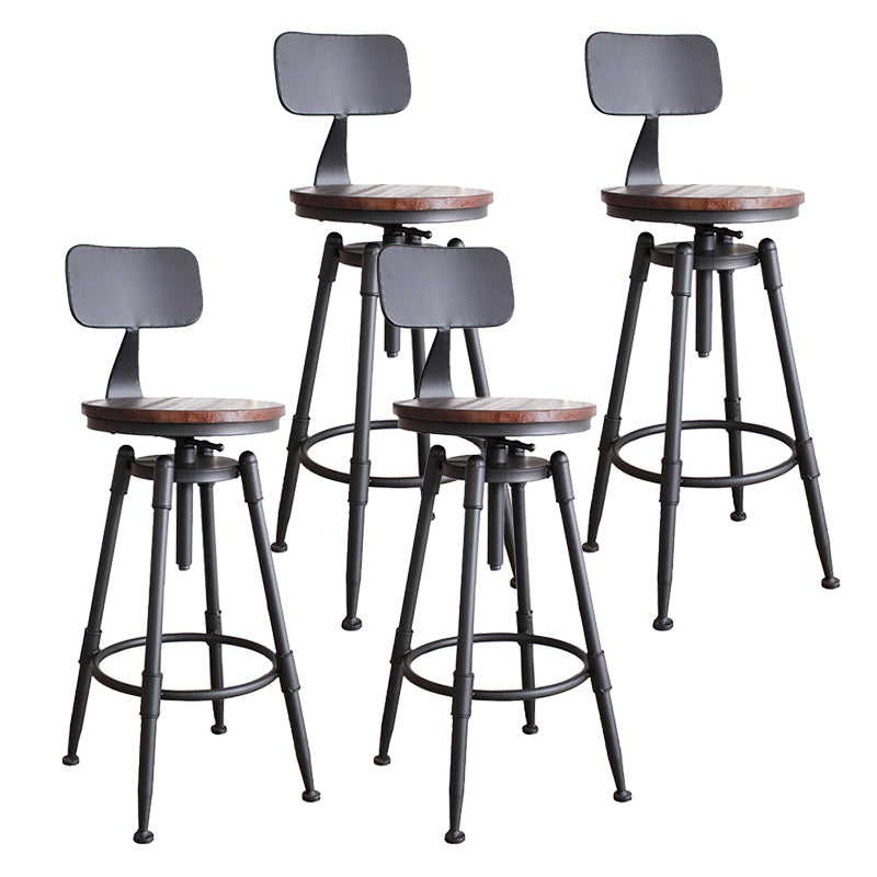 Coffee Shop Bar Stool Footrest Adjustable Height Counter Stool with Iron Legs Distressed Wood With Back 4 Piece Set Clearhalo 'Bar Furniture' 'Bar Stools' 'bar_stools' 'furn' 'furn_bar_stools' 'furniture_bar_stools' 'Kitchen & Dining Furniture' 'kitchen&dining_furn' 'kitchen' 'kitchen_furn' Furniture' 4527910