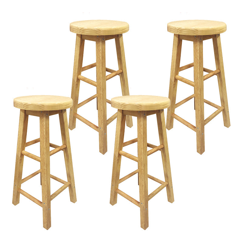 Modern Armless Backless Counter Stool Wood Milk Tea Shop Bar Stool with Wooden Seat 4 Piece Set Clearhalo 'Bar Furniture' 'Bar Stools' 'bar_stools' 'furn' 'furn_bar_stools' 'furniture_bar_stools' 'Kitchen & Dining Furniture' 'kitchen&dining_furn' 'kitchen' 'kitchen_furn' Furniture' 4528136