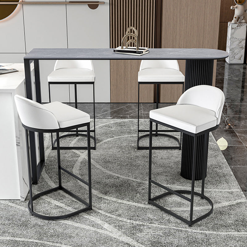 Glam Marble Pub Table with Specialty Table Top Double Pedestal Table - 42" H 70.9"L x 15.7"W x 41.3"H Grey Without Chairs Clearhalo 'Bar Furniture' 'Bar Tables' 'bar_tables' 'furn' 'furn_bar_tables' 'Furniture' 'furniture_bar_tables' 'Kitchen & Dining Furniture' 4528321