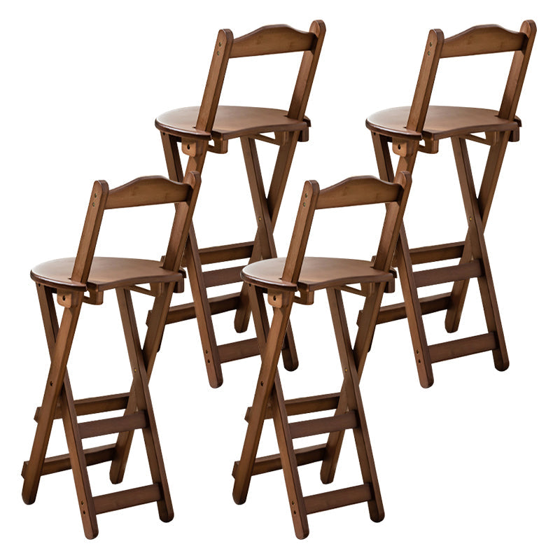 Modern Armless Foldable Counter Stool Wood Kitchen Bar Stool with Wooden Seat and Pedal Brown 4 Piece Set Clearhalo 'Bar Furniture' 'Bar Stools' 'bar_stools' 'furn' 'furn_bar_stools' 'furniture_bar_stools' 'Kitchen & Dining Furniture' 'kitchen&dining_furn' 'kitchen' 'kitchen_furn' Furniture' 4534297