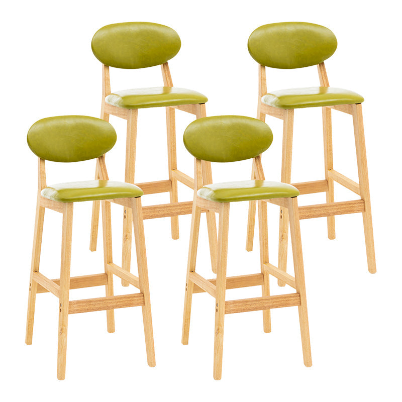 Modern Armless Backrest Counter Stool Wood Living Room Bar Stool with Cushion Light Green 4 Piece Set Clearhalo 'Bar Furniture' 'Bar Stools' 'bar_stools' 'furn' 'furn_bar_stools' 'furniture_bar_stools' 'Kitchen & Dining Furniture' 'kitchen&dining_furn' 'kitchen' 'kitchen_furn' Furniture' 4536550