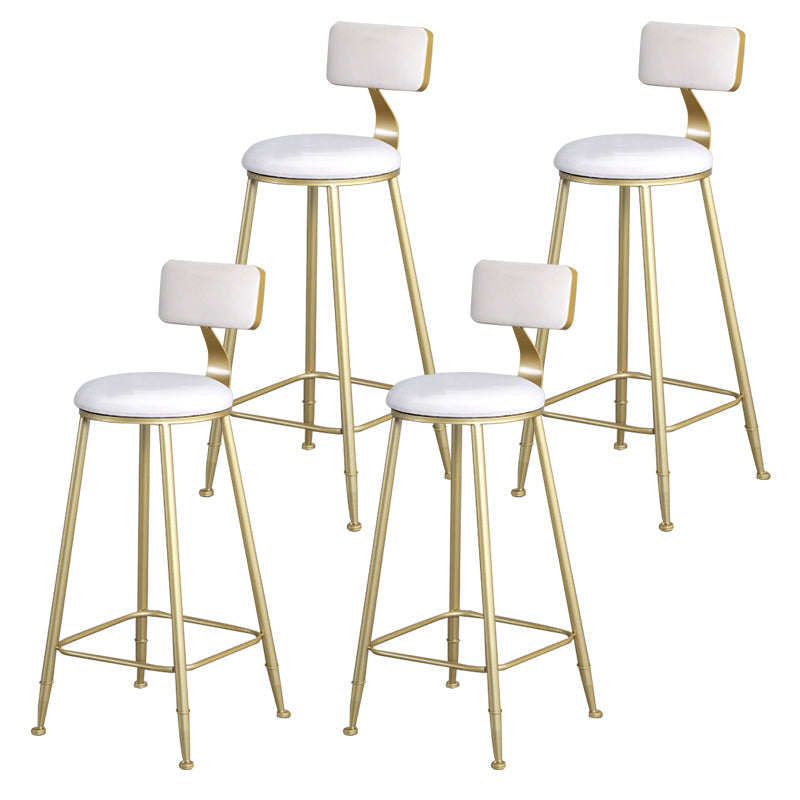 Glam Metal Upholstered Barstool Living Room Bar Stool with Low Back and Cushion White 4 Piece Set Clearhalo 'Bar Furniture' 'Bar Stools' 'bar_stools' 'furn' 'furn_bar_stools' 'furniture_bar_stools' 'Kitchen & Dining Furniture' 'kitchen&dining_furn' 'kitchen' 'kitchen_furn' Furniture' 4536848