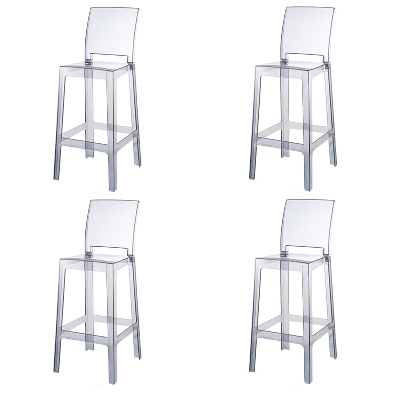 Acrylic Indoor Bar Stool Full Back Modern Square Arm-less Counter Stool Grey 4 Piece Set Clearhalo 'Bar Furniture' 'Bar Stools' 'bar_stools' 'furn' 'furn_bar_stools' 'furniture_bar_stools' 'Kitchen & Dining Furniture' 'kitchen&dining_furn' 'kitchen' 'kitchen_furn' Furniture' 4536992