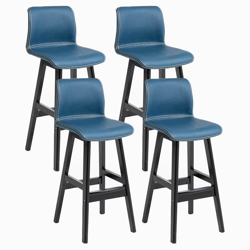 Contemporary Leather Solid Wood Barstools Bristol Bar Stool with Low Back Royal Blue Black 4 Piece Set Clearhalo 'Bar Furniture' 'Bar Stools' 'bar_stools' 'furn' 'furn_bar_stools' 'furniture_bar_stools' 'Kitchen & Dining Furniture' 'kitchen&dining_furn' 'kitchen' 'kitchen_furn' Furniture' 4537253