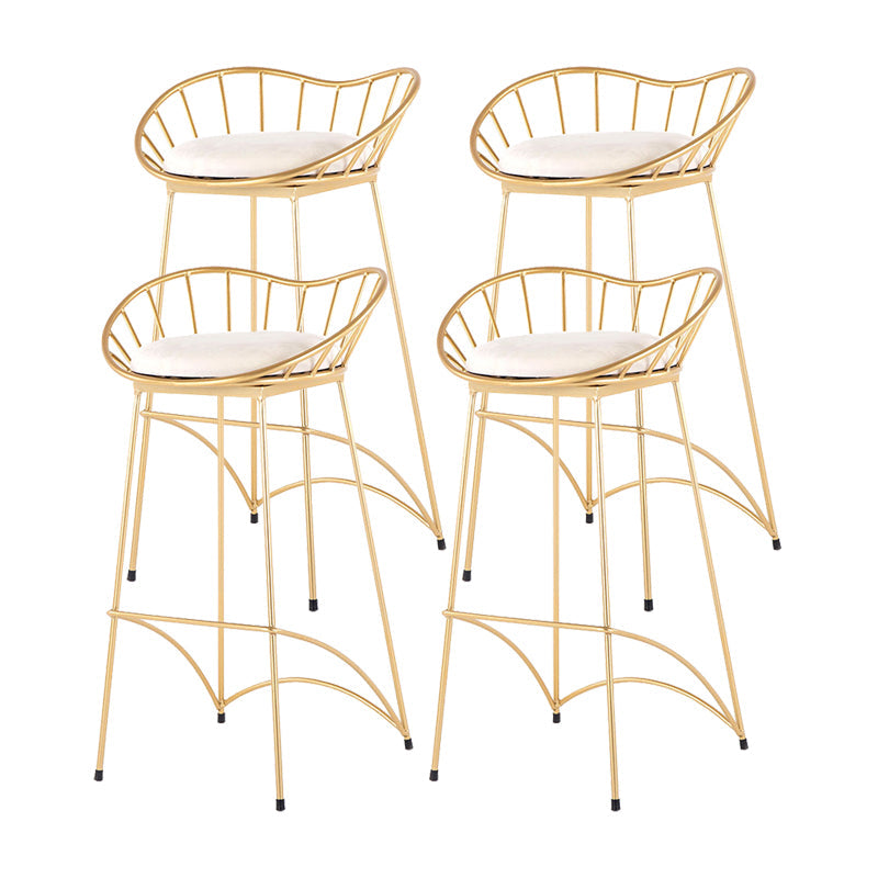 Modern Style Iron Bar Stool Low Back with Footrest Living Room Simple Bar Stool 30 Inches Gold 4 Piece Set Clearhalo 'Bar Furniture' 'Bar Stools' 'bar_stools' 'furn' 'furn_bar_stools' 'furniture_bar_stools' 'Kitchen & Dining Furniture' 'kitchen&dining_furn' 'kitchen' 'kitchen_furn' Furniture' 4537317