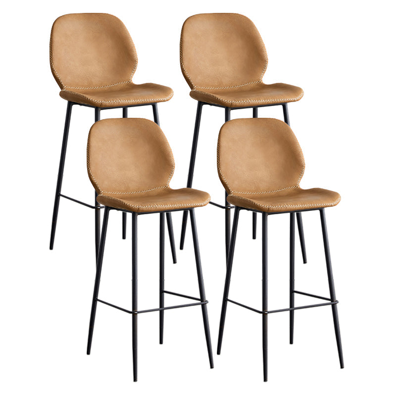 Modern Style Iron Bar Stool with Footrest Low Back Simple Bar Stool Brown 4 Piece Set Bar Stool(30"H) Clearhalo 'Bar Furniture' 'Bar Stools' 'bar_stools' 'furn' 'furn_bar_stools' 'furniture_bar_stools' 'Kitchen & Dining Furniture' 'kitchen&dining_furn' 'kitchen' 'kitchen_furn' Furniture' 4537386